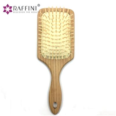 China Durable Detangling Paddle Bamboo Tooth Cushion Large Square Hair Brush for sale