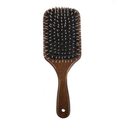 China Hot Sale Family Or Travel Wooden Paddle Paddle Square Hair Brush With Mixed Bristle for sale