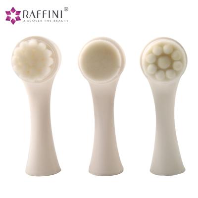 China Face Brush Double Sided Facial Cleansing Brush Silicone With Plastic Handle for sale