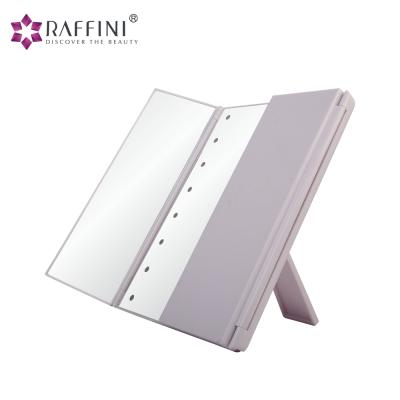 China Manufacture Desktop Professional Folding Mirror Plastic Makeup Mirror with Lights for sale