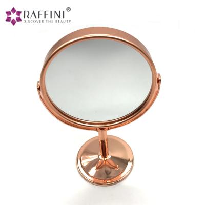 China Magnifying Desktop Mirror Rose Golden Desktop Double Sided Personal Mirror for sale