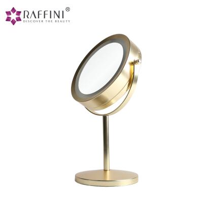 China Bright LED Mirror Color Plated Gold Iron Led Light Mirror for sale