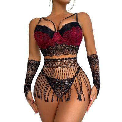 China 2023 new style woman sexy lingerie tassel lace sexy mature hot underwear thongs tie for sale