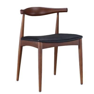 China Good Quality Wholesale Modern Leather Wood Restaurant Chair Cafe Bar Bar Horn Legs Wooden Dining Chair for sale