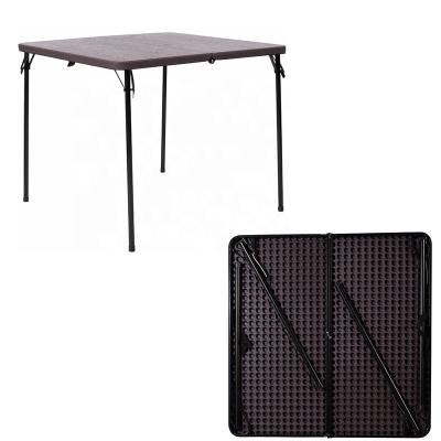 China Hot Selling Outdoor Popular HDPE Plastic Folding Picnic Dining Table Top (Size) Brown HDPE Plastic Folding Table Top With Steel Frame for sale