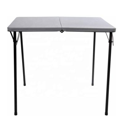 China Gray Color Outdoor Popular Adjustable Hot Selling HDPE Plastic Folding (Height) Picnic Top and Party Dining Table with Steel Frame for sale