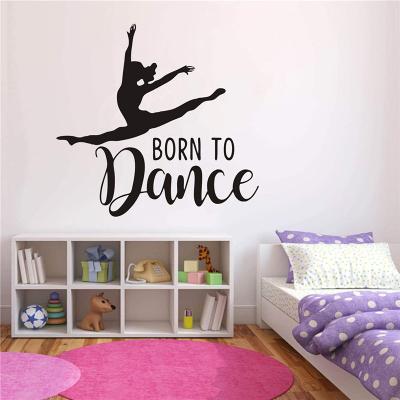 China Modern Home Art Removable Girl Dancing Born Decoration Dance Wall Sticker To Dance Quotes Wall Decor Sticker for sale