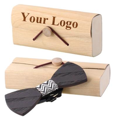 China Wooden BZ012 Custom Your Logo Wooden Bowtie Case for sale