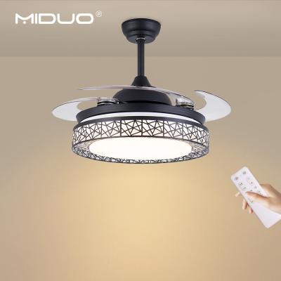 China Modern Luxury Crystal Led Invisible Smart Chandelier Ceiling Fan Light With Remote Switch Controller for sale