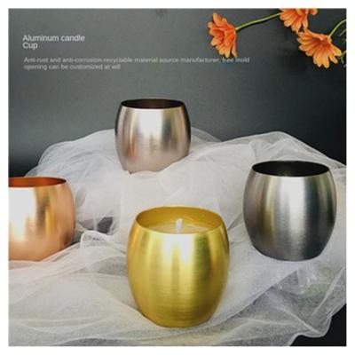 China Morden Customized Cup Shaped Aluminum Colorful Candle Jar Candles Home Fragrance Cup Various Kinds Of Aluminum Scented Candle Jar for sale