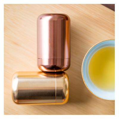 China Portable Closure Metal Mini Tea Tin Canister Capsule Metal Canister Aluminum Alloy Tea Sliding Canisters for sale