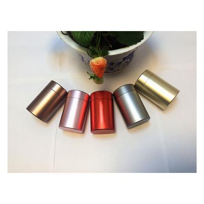 China Customized LOGO mini small per portable aluminum food grade canister tea tin canister printing small coffee canister for sale