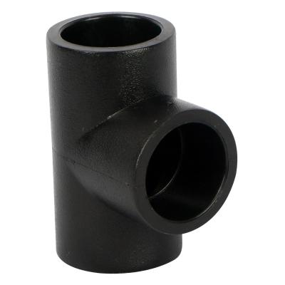 China Kinds Size All Black Color Socket Pipe Fitting HDPE Material Plastic Weld Tee for sale