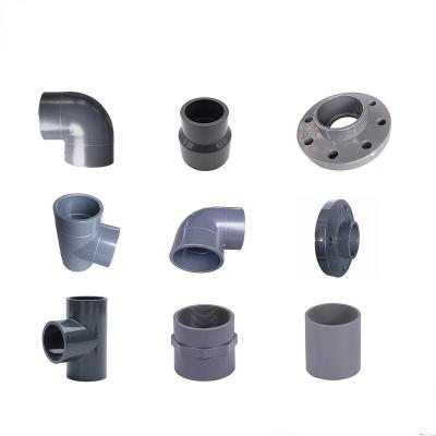 China China Factory Price ISO/DIN PVC Pn6/Pn10/Pn16 Elbow/Standard Tee/Flange/Reducer/Coupling PVC Pipe Fitting For Water Supply for sale