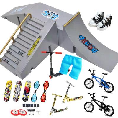 China Mini Skateboards Ramp Parts Sets Board Game Tech Finger Scooter Two Wheel BMX Fingertip Bikes Fingerboard Skate Deck Novelty Toys for sale