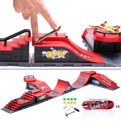 China Finger Skateboard DIY 6 in 1 Pieces Finger Skateboards DIY Skate Park Ramp for Scene Venue Combination Set for Kids Indoor Home Toy for sale