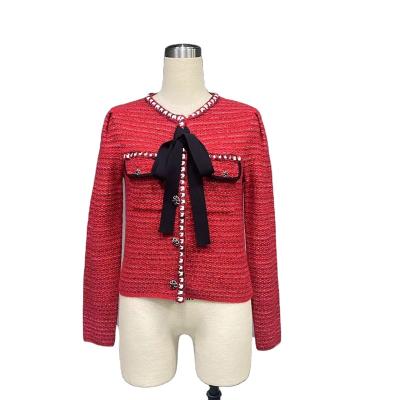 China hot sale wine red light luxury vintage bow fashion Anti-wrinkle elegan woman tops fashionable for sale