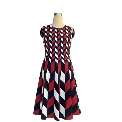 China Summer Sleeveless Dress Women's Anti-wrinkle Modern Design Skirt Plaid Casual Peplum Dress for sale