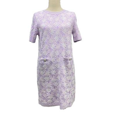 China 2022 new fashion Anti-wrinkle round neck summer casual dress slim breathable women ice silk dress for sale