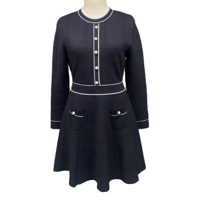 China Anti-wrinkle China Made Black Knit Long Sleeve Dress Winter Knitted Dresses For Women for sale