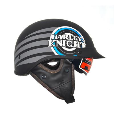 China ABS Motorcycle Retro Half Face Open Face Vintage Black Motorcycle Helmet Biker Racing Riding Helmet Dot Approved for sale