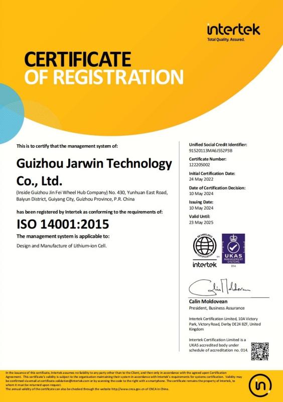 ISO 14001:2015 - Shenzhen Jiaying Time Technology Co., Ltd.