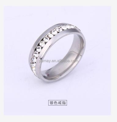 China 2022 New CLASSIC Two Drains Ring Stainless Steel Charm Ring Rhinestone Diamond Creative Woman Ring for sale