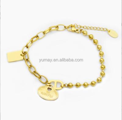 China Hot Selling FASHIONABLE Stainless Steel Chain Corroded Roman Numerals Hanging Round Accessory Bracelet for sale