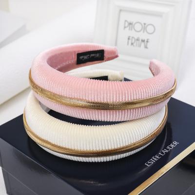 China Velvet Chain Head Sponge Winter Fashion Women Girls Hair Accessories Metal Headband Wide Headbands for sale