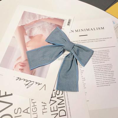 China New popular denim hair clip fashion bow spring clip for women girl hair accessories for sale