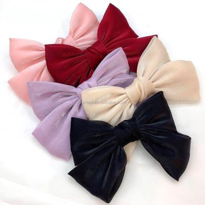 China Fashion Girls Style Soft Multicolor Chiffon Bowknot Hair Clip Girl's Hair Optional Bows With Clips for sale