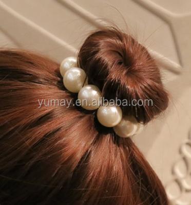 China 2cm Trendy Pearls Fashion Scrunchy Hair Accessories For Girls Women For Long Hair Hand Made Design New for sale