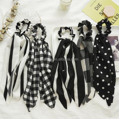 China Fashion Girls Love Soft Custom Printing Floral Chiffon Hair Scrunchies Long Tail Headband for sale