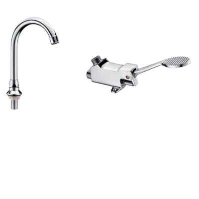 China Stocked Brass Valve Pedal Operated Faucet Faucet Flow Foot Control Faucet with Spout for Bathroom Basin Kitchen Sink for sale