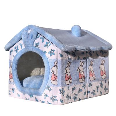 China Puppy Warm Foldable Washable Warm Plush Indoor Cats Room Winter Pet Cushion Velvet Soft Stored Dog House for sale