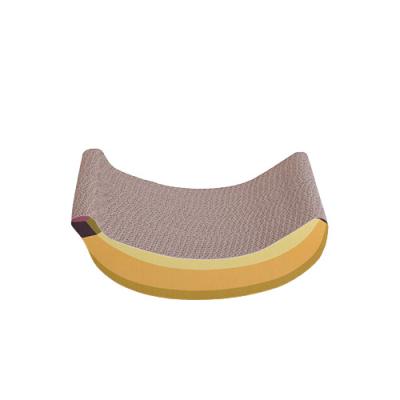 China Sustainable Banana Form Cat Scratching Board High Density Paper Scratch Bed for sale