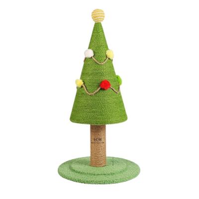 China Stocked Trees Scratcher X'mas Cat Scratch Climbing Tree Post Rack Pet Tower for Christmas for sale