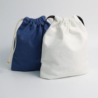 China Eco-Friendly White Recycled Eco-Friendly Small Drawstring Cotton Tote Cotton Drawstring Makeup Flat Bags Custom Logo for sale