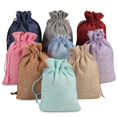 China Eco-friendly muslin jute drawstring bags jute bags single pouch for rice packing canvas shopping bag for coffee and cocoa for sale