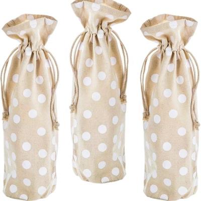 China Wholesale Eco - Friendly Round Bottom Eco - Friendly Colored Canvas Drawstring Cotton Tall Wine Bag for sale