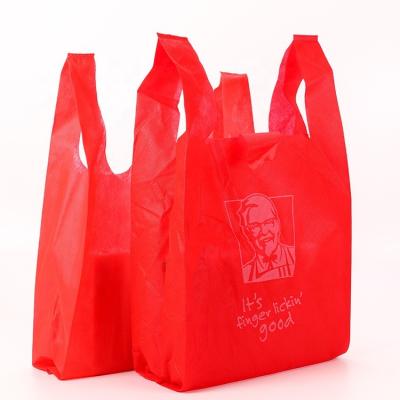 China Biodegradable Hot Selling Eco-friendly Hot Ready Running Eco-friendly Custom Size Supermarket Packing T-shirt Vest Portable Nonwoven Shopping Bag for sale