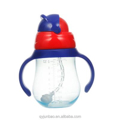 China BPA Free & Non Spill Promotional wholesale Custom Hands Free Easy cleaning cartoon baby sippy cup leak proof baby sippy bottle plastic with straw for sale