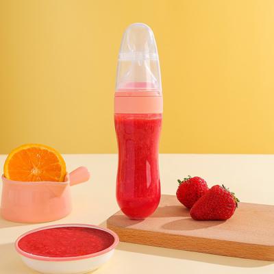 China BPA Free 2022 New Trend Wholesale Cheap Price Leakproof Baby Training products food grade spoon squeezing bottle feeder BPA free for sale