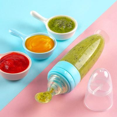 China Hot Sale 90mL Amazon BPA Free Rice Cereal Baby Spoon Bottle Feeder Dropper Silicone Spoon Baby Formula Feeder Bottle for sale