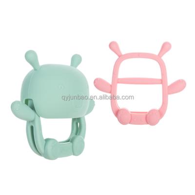 China 100% Silicone Detachable Non-Toxic Food Grade Factory New Arrival Baby Teethers Teething Toy Cute Bear Chewable Baby Soothing Molar Mitt for sale