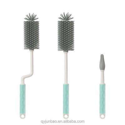 China Amazon Viable Hot Selling 360 Degree Rotating Silicone Bottle Brush Nipple Straw Cleaning Brush New for sale