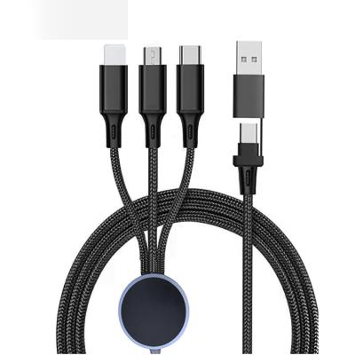 China Hot-selling Type-c MP3/MP4 Player USB Data Cable Fast Charge 2 to 3 LED Logo Custom Nylon Braided 1.2m Fast Charging Data Cable for sale