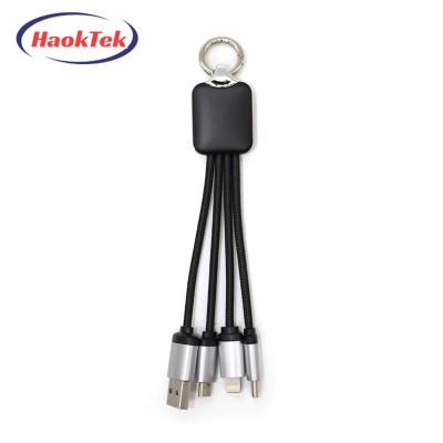 China MP3/MP4 Player HAOKTEK Custom Promotional 3 In 1 Logo Usb Data Cable Multi Usb Charging Cable With Custom Led Light Logo for sale