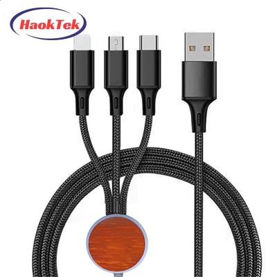 China MP3/MP4 Player HAOKTEK High Quality Micro Usb Fast Charging Type C 5 Charger Cable In 1 Mobile Phone Usb Nylon 1.2m With Led Logo for sale