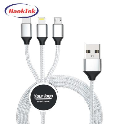 China MP3/MP4 Custom Multifunctional Data Player Gift Customization HAOKTEK Logo New Usb Charging Cable Led Logo Usb 3 In 1 Cable for sale